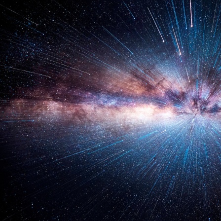 Die Milchstraße mit einer besonderen Zoom-Methode fotografiert, sodass es aussieht, als würde man mit riesiger Geschwindigkeit darauf zufliegen.