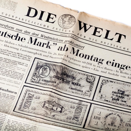 "Deutsche Mark ab Montag eingeführt": Titelseite der Zeitung "Die Welt" vom 19. Juni 1948 zur Währungsreform