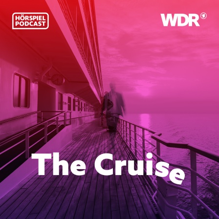Illustration zum Hörspiel-Podcast The Cruise: Es ist verschwommen eine menschliche Gestalt auf einem Schiffdeck zu sehen.