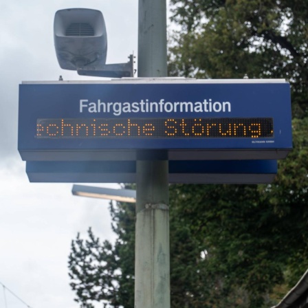 Elektronsiche Bahnsteiganzeige auf der steht: "Technische Störung".