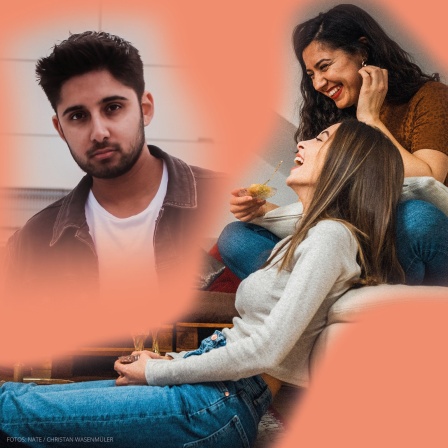 Soraya Jamal und Refiye Ellek mit ihrem Gast Nate