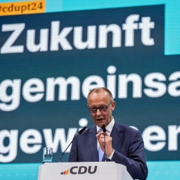 Der CDU-Bundesvorsitzende Friedrich Merz hält eine Rede beim Bundesparteitag.