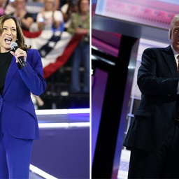 Collage: Kamala Harris und Donald Trump