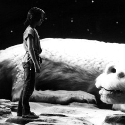 Filmszene aus "Die unendliche Geschichte" (1984) Atréju, gespielt von Noah Hathaway, trifft auf den Drachen Fuchur