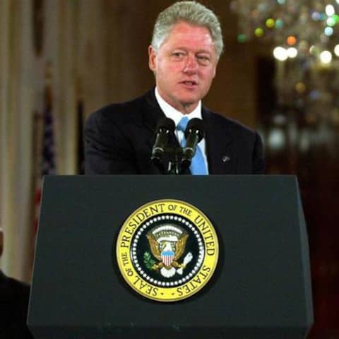 US-Präsident Bill Clinton während einer Pressekonferenz anlässlich des &#034;Human Genome Project&#034;