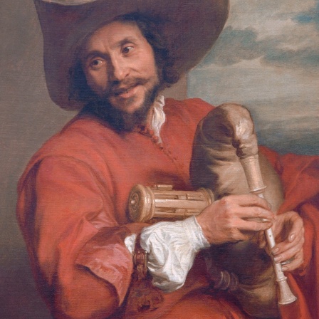 Der Kunst- und Buchhändler Francois Langlois mit einer Musette (Bild: A.van Dyck)