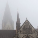 Dom von Paderborn in Nebel gehüllt