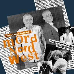 Collage mit Zeitungsausschnitten, Podcast-Hosts und Schriftzug Mord Nordwest