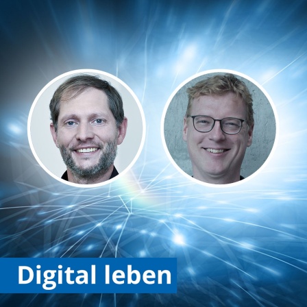 Logo &quot;Digital leben&quot; mit Porträts von Karsten Schwarz und Marcel Roth