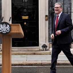 Keir Starmer, neu gewählter Premierminister von Großbritannien, vor seiner Rede in der Downing Street 10