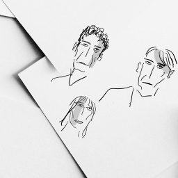 Skizzenhafte Zeichnung der Sänger Lou Reed und John Cale