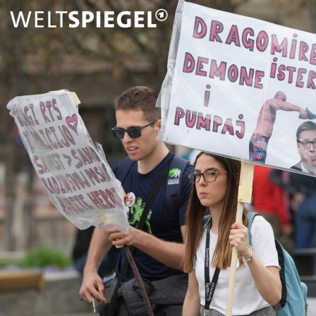 Studierende mit Plakaten
