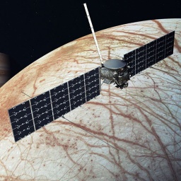 NASA-Illustration der Raumsonde Europa Clipper, die den Jupitermond Europa untersuchen soll.