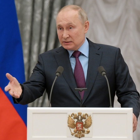Wladimir Putin während einer Pressekonferenz im Kreml.