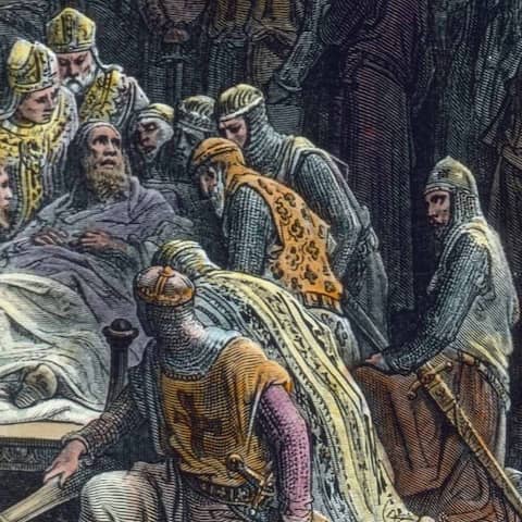 König Balduin I. auf dem Sterbebett
