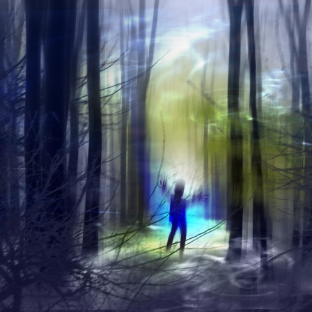 Illustration - eine Person im Wald