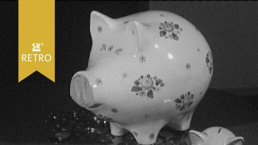 Ein geblümtes Sparschwein aus der Zeit um 1964.