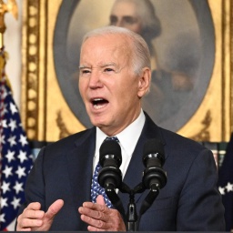 US Präsidente Joe Biden hält eine Rede im Weißen Haus