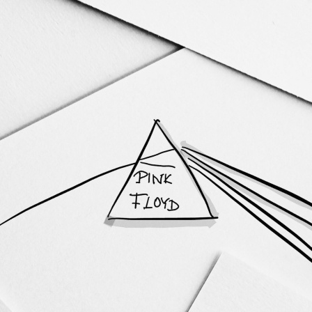 Eine Zeichnung vom Pink Floyd Prisma