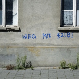 Graffiti zum § 218: Frauenrechtlerinnen fordern seit Jahrzehnten, Abtreibungen zu legalisieren; © picture alliance/ZB/Sascha Steinach