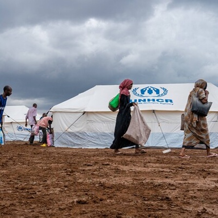 Ein Flüchtlingscamp des UNHCR mit Geflüchteten aus dem Sudan
