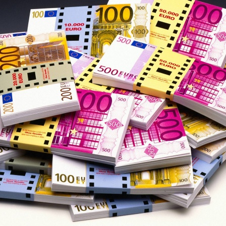 Verschiedene Euro-Scheine in Notenbündeln