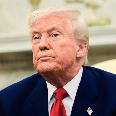 Portrait von US-Präsident Trump mit genervtem Gesichtsausdruck