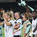 Freude bei den Frauen der Nationalmannschaft nach Finaleinzug, EM 2022, Frauenfußball