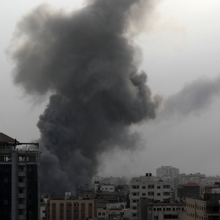 GAZA, Oct. 30, 2023 -- Smoke rises after Israeli airstrikes in Gaza City