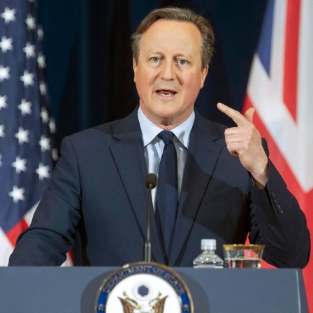 Der britische Außenminister David Cameron bei einer Pressekonferenz in den USA