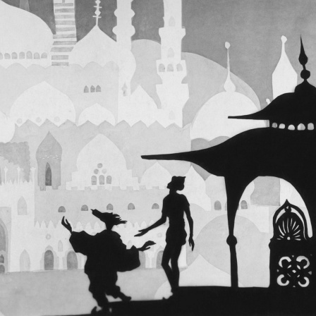 Filmszene aus "Die Abenteuer des Prinzen Achmed", einem Silhouettenfilm von Lotte Reiniger (D, 1923/1926).
