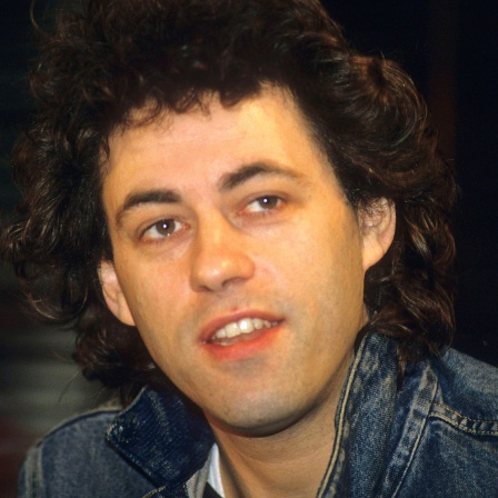 Bob Geldof von The Boontown Rats bei einer Pressekonferenz