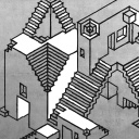 Das Beitragsbild des Tiefenblick Feature "Bautagebuch" zeigt eine Grafik einer nie endenden Treppe im Stil Eschers in Betongrau.