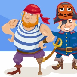 Illustration: Die Unsinkbaren Drei sind drei lachende Piraten.