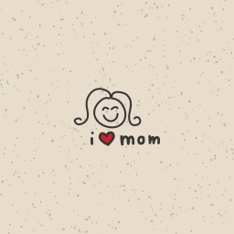 Text: I Love Mom mit Herzchen.