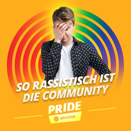 Host Kai vor orangenem Hintergrund und Facepalm und der Schrift "so rassistisch ist die Community"