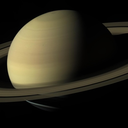 Eine Illustration zeigt der Plant Saturn inmitten eines großen Ringes