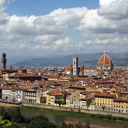 Ausblick von dem Piazzale Michelangelo auf Florenz.