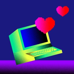 Grafik zu Dark Avenger – Episode 3: Herzen fliegen aus einem Computer.