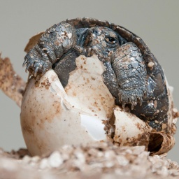 Eine Galapagos-Schildkröte schlüpft aus ihrem Ei