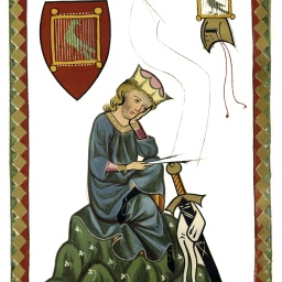 Historischer Stich, Portrait, Walther von der Vogelweide, 1170 - 1230, der bedeutendste deutschsprachige Lyriker des Mittelalters