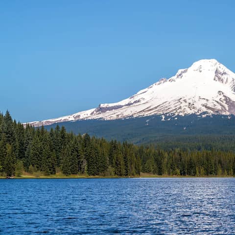 Blick auf den Mount Hood und den Trillium Lake in Oregon (Foto: Imago / Panthermedia)