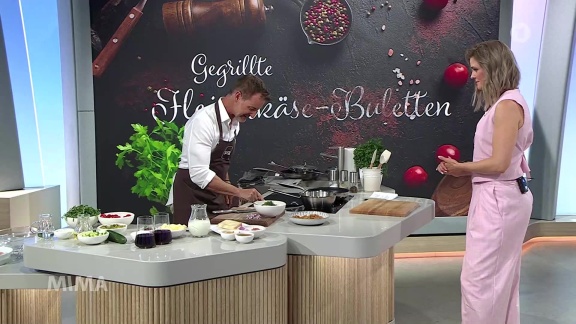 Mittagsmagazin - Gegrillte Fleischkäse-buletten Mit Röstzwiebeln Und Zweierlei Saucen, Rucola-salat Mit Wasabi-dressing