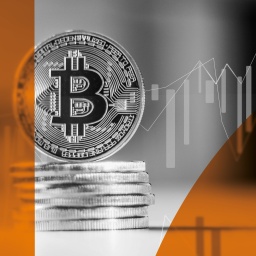 Illustration des Bitcoin als Anlage an der Börse