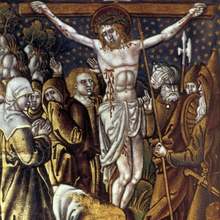Gemälde von Jesus am Kreuz, ca. 16. Jahrhundert.