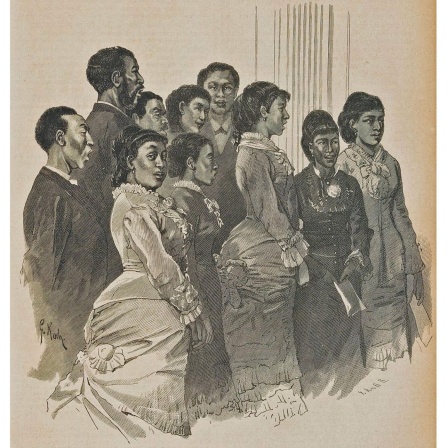 Die Jubilee-Singers in der Singakademie zu Berlin. Aus: Daheim, 15. Jahrgang, Nummer 30, 1878