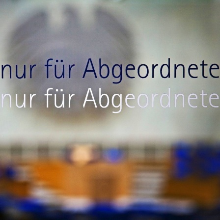 Schriftzug Zugang nur für Abgeordnete am Plenarsaal des Bundestages