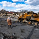 Szenen von Tod und Zerstörung in der Stadt Bucha in der Region Kiew in der Ukraine