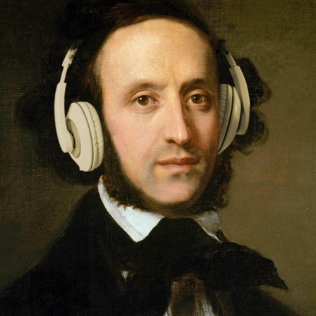 Montage: Mendelssohn mit Kopfhörern