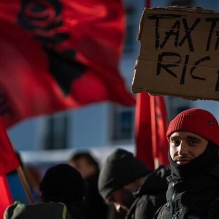 Demo in Davos für eine Vermögensteuer.